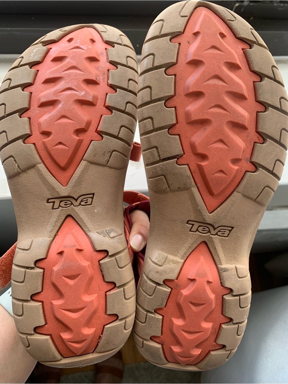 Teva Women's Coral and Maroon Strappy Sandals - Picture 6 of 7